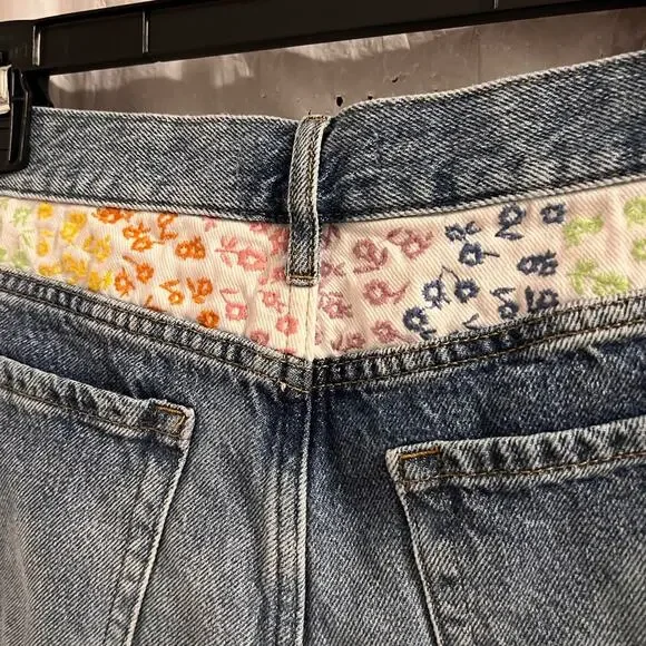 Pacsun ultra high rise vintage button fly floral embroidered size 26 - Picture 3 of 7